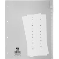 Q-CONNECT tabbladen, A4, PP, 4-gaatsperforatie, 15 tabs, grijs