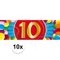 10x 10 Jaar leeftijd stickers verjaardag versiering   - - thumbnail