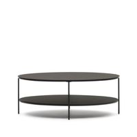 Kave Home Ovale Salontafel Fideia Glas en Metaal, 110 x 65cm - Zwart - Ovaal