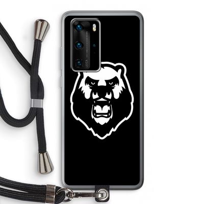 Angry Bear (black): Huawei P40 Pro Transparant Hoesje met koord
