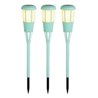 3x stuks solar tuinfakkel/tuinlamp turquoise op zonne-energie 61 cm