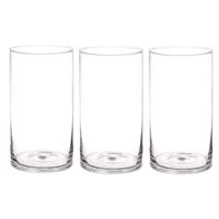 3x Rechte cilinder vazen glas 30 cm