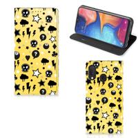 Mobiel BookCase Samsung Galaxy A20e Punk Geel