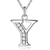 Zilverkleurige Letter Y Dames Ketting met Zirkonia
