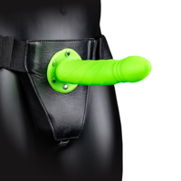 Ouch! by Shots Glow in the Dark Twisted Hollow Strap-On - 8 / 20 cm - Neon Green