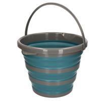 Opvouwbare emmer blauw/grijs - 10 liter - Camping emmer - kunststof