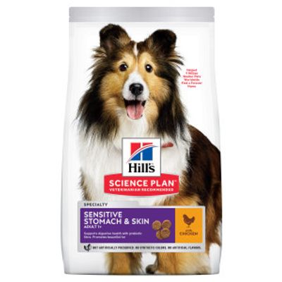 Hill&apos;s Adult Sensitive Stomach & Skin Medium met kip hondenvoer 2 x 2,5 kg