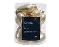 Decoris kersthangers glas hart 12st parel