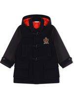 Dolce & Gabbana Kids duffle-coat à patch logo - Bleu