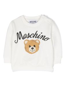 Moschino Kids sweat en coton à logo brodé - Blanc