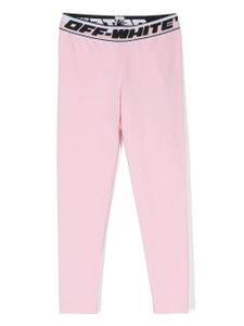 Off-White Kids legging en coton à taille à logo - Rose