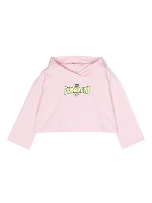 Chiara Ferragni Kids hoodie en coton stretch à logo brodé - Rose