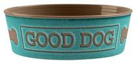 Tarhong voerbak good dog melamine turquoise (17X17X6 CM 950 ML)