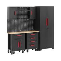 Werkplaatskast - modulair - 132 x 42,7 x 2,5 cm plaat - geperforeerde wand - 2 rolcontainers - afsluitbaar Werkplaatskast - modulair - 132 x 42,7 x 2,5 cm plaat - geperforeerde wand - 2 rolcontainers - afsluitbaar