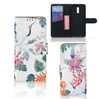 OPPO Reno Telefoonhoesje met Pasjes Bird Flowers - thumbnail