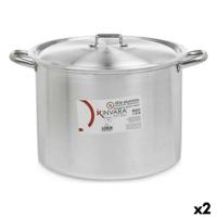 Casserolepan met deksel Kinvara 100041 100041 Zilverkleurig Aluminium 48,5 x 31 x 39 cm Ø 36 cm (2 Stuks)