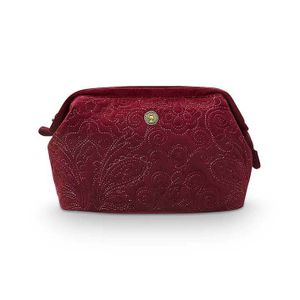 Pip Studio Toilettas Cosmetic Purse Large Velvet Quiltey Days Red