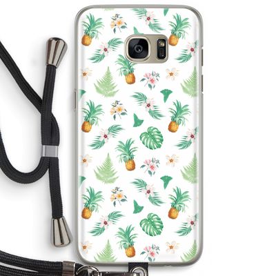 Ananas bladeren: Samsung Galaxy S7 Edge Transparant Hoesje met koord