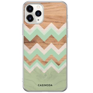 iPhone 11 Pro hoesje - Mint wooden chevron