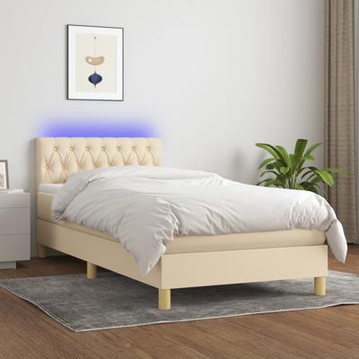 Boxspring met matras en LED stof crèmekleurig 100x200 cm