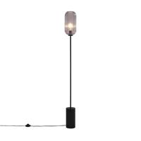 QAZQA Art Deco vloerlamp zwart met smoke glas - Rid - thumbnail