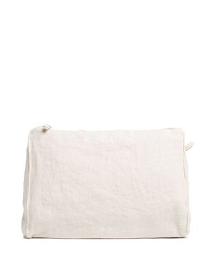 Once Milano trousse de toilette en lin à fermeture zippée - Tons neutres