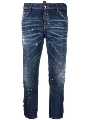 DSQUARED2 jean à effet taches de peinture - Bleu