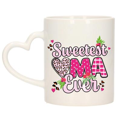 Cadeau koffie/thee mok oma - hartjes oor - liefste oma ooit - 300 ml