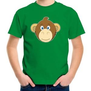 Cartoon aap t-shirt groen voor jongens en meisjes - Cartoon dieren t-shirts kinderen