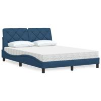 Bed met matras stof blauw 140x190 cm