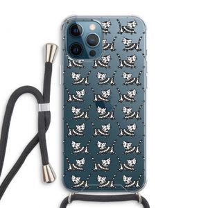 Zwarte poes: iPhone 12 Pro Max Transparant Hoesje met koord