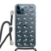 Zwarte poes: iPhone 12 Pro Max Transparant Hoesje met koord