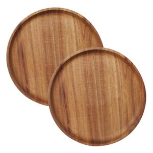 Cosy & Trendy Kaarsenbord/plateau - 2x stuks - hout - rond - D25 cm - Kaarsenonderzetter