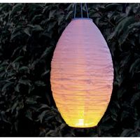 2x stuks luxe solar lampion/lampionnen wit met realistisch vlameffect 30 x 50 cm