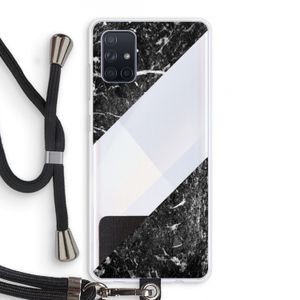 Zwart marmer: Samsung Galaxy A71 Transparant Hoesje met koord
