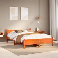 Bedframe zonder matras massief grenenhout wasbruin 120x190 cm
