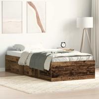 Bedframe zonder matras bewerkt 90x190 cm bewerkt hout oud