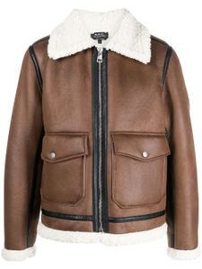 A.P.C. veste bomber à bordure en peau lainée artificielle - Marron