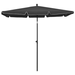 The Living Store Tuinparasol - Antraciet - 210x140x238cm - UV-beschermend polyester - Stalen paal - Kantelfunctie