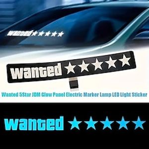 wanted led panelfashion voorruit elektrische led wanted gloeiende auto raamsticker auto moto veiligheidsborden auto decals decoratie sticker miniinthebox