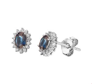 TFT Oorknoppen Saffier Diamant 0.19ct(2x0.095) H SI Witgoud Glanzend 5 mm x 4 mm