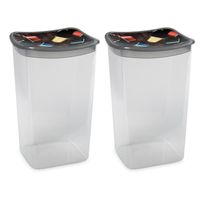 2x Koffiecups bewaarbakjes 1,9 liter transparant/grijs plastic