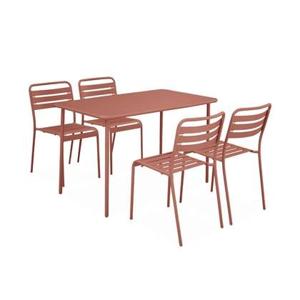 sweeek - Metalen tuintafel, 4 stoelen