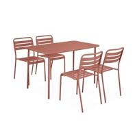 sweeek - Metalen tuintafel, 4 stoelen