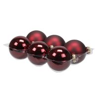 Othmar Decorations Kerstballen - 6x st - donkerrood - 8 cm - glas - Kerstbal - thumbnail