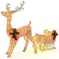 Verlicht Kerstmis Rendier en Slee voor Verlichte Decoratie voor Buiten met 100 Warme Witte Lichten Verlichte Kerstman Slee & Rendier