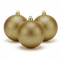 4x Kerstballen - kunststof - goud - glitter - 10 cm