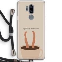 Aggressively drinks coffee: LG G7 Thinq Transparant Hoesje met koord