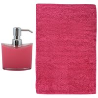 MSV badkamer droogloop mat - Bologna - 45 x 70 cm - bijpassende kleur zeeppompje - fuchsia roze