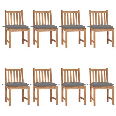 Tuinstoelen 8 st met kussens massief teakhout